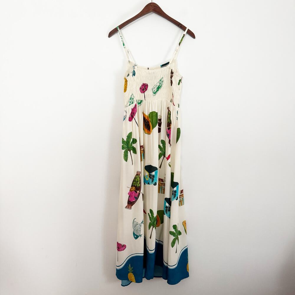 PAPER HEART Smocked Thailand Printed Maxi Dress Medium M - Picture 7 of 11